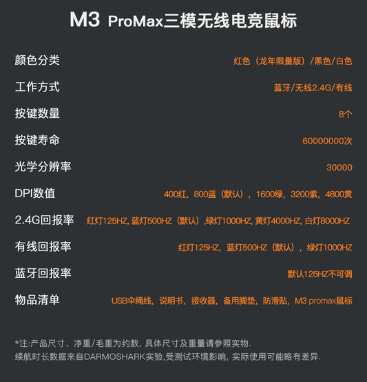 DARMOSHARK 達摩鯊 M3 PROMAX 無線電競滑鼠