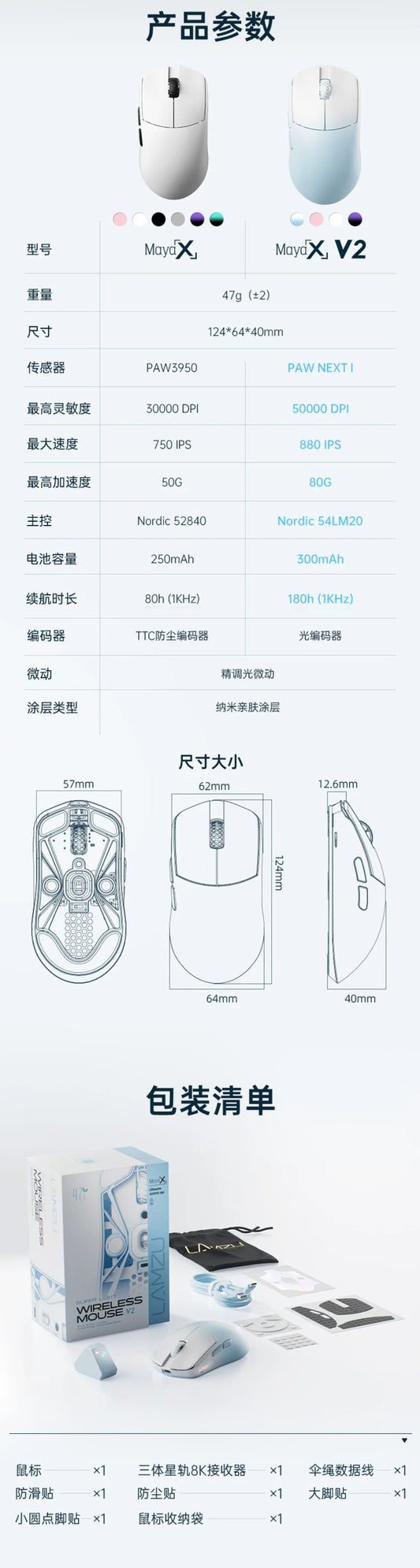 LAMZU 蘭族 MAYAX/MAYAX V2 瑪雅X/瑪雅X V2 無線電競滑鼠