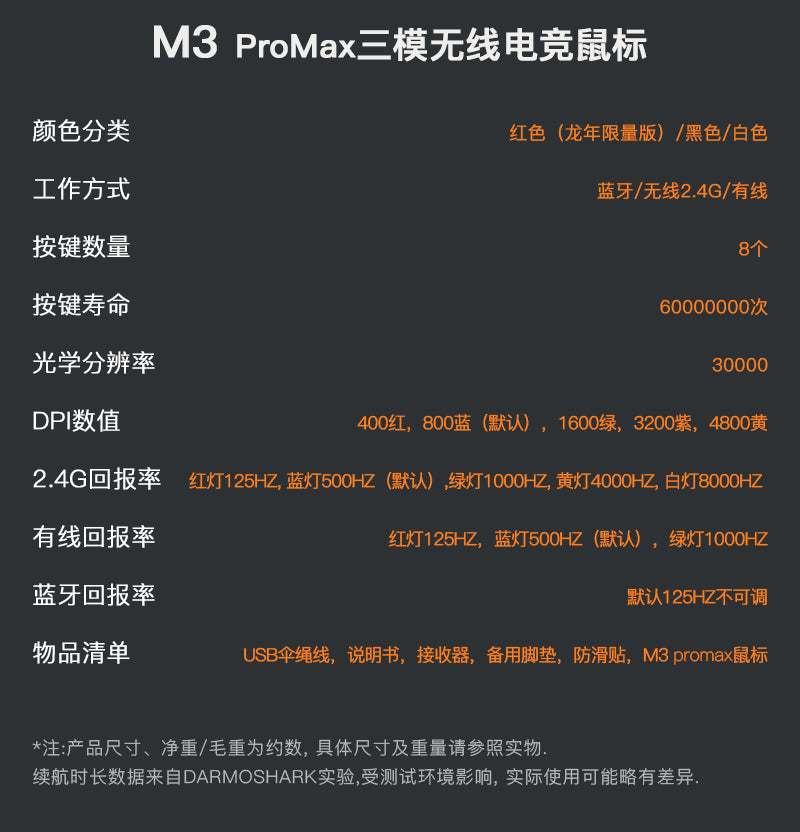 DARMOSHARK 達摩鯊 M3 PROMAX 無線電競滑鼠