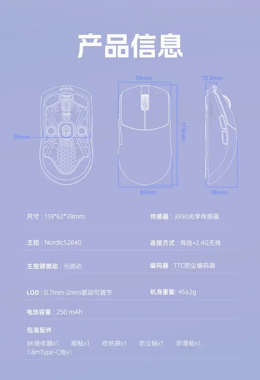 LAMZU 蘭族 MAYA 小瑪雅 無線電競滑鼠